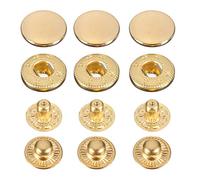 Trimming Shop S - Botones de presión de resorte (4 partes, de metal, duraderos, ligeros, para vaqueros, manualidades, costura, reparación de ropa, 15 mm, oro, 10 unidades)