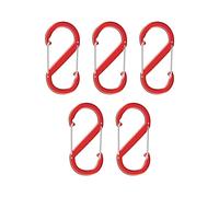 Trimming Shop S - Mosquetón para llavero, 5 unidades, pequeño con doble apertura de resorte, mosquetón de bloqueo, gancho de doble clip para exteriores, senderismo, pesca, camping, color rojo