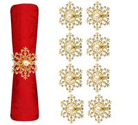 Trimming Shop Servilleteros de Navidad, servilleteros dorados con diamantes de imitación para decoración de mesa, ideal para Navidad, Acción de Gracias, bodas y fiestas, 12 unidades