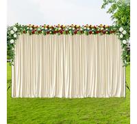 Trimming Shop Telón de fondo de cortina sin arrugas de 3 x 6 metros, color marfil, fondo de tela de poliéster con cortinas para baby showers, bodas, fiestas y decoración fotográfica