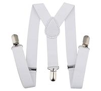 Trimming Shop Tirantes para Hombre Con Resistente Fuerte Clips de Metal Ajustable Y Estilo Tirantes Pantalón Tirantes 2.5cm Elástico Ancho, Moda Accesorio para Fiesta Boda - Blanco, 25mm