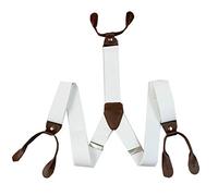 Trimming Shop Unisex Marrón Elástico Tirantes Forma Y Liso Tirantes Ajustables con Antideslizante Cierre para Pantalones, Vaqueros, Pantalones, 25mm - Blanco, 44"