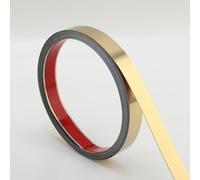 Trimold Moldura de pared, de acero inoxidable, autoadhesiva, flexible, para marco de espejo, chimenea y microondas, dorado cepillado