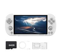 Trimui Smart Pro - Consola de juegos portátil con pantalla de 4.96 pulgadas, sistema Linux, tarjeta TF de 64G integrada, color blanco