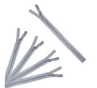 Trimz 15 cm (~ 6 Pulgadas) Cremallera de Extremo unidireccional Gris con Dientes de 4 mm x 15 Piezas, Poliéster, 5 Pack
