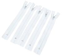 Trimz 18 cm (~ 7inch) una Manera topes de Cremallera con 4 mm Dientes 5 pcs, poliéster, Blanco, 18 x 4 x 1 cm