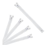 Trimz 50 cm (~ 20 Pulgadas) Cremallera de Tope unidireccional Blanca con Dientes de 4 mm, 5 Piezas, Poliéster, 5