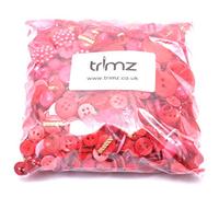 Trimz Botones de formas y tamaños surtidos, 250 g, color rojo