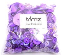 Trimz Botones de Varias Formas y tamaños, Mezcla (plástico, Madera, Concha, etc.), Morado, 250 g