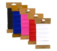 Trimz Cinta al bies de 5 x 5 m, colección de diseñador, audaz y hermosa (rojo, azul real, fucsia, negro, blanco)