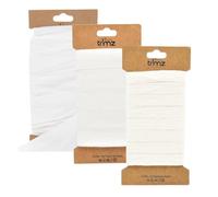 Trimz Cinta de espiga de 5 m, paquete de tarjetas de todos los anchos, color blanco (15 mm, 25 mm, 50 mm)