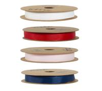 Trimz Cinta de grogrén brillante, 15 mm x 5 m, color rosa, rojo, blanco, azul marino