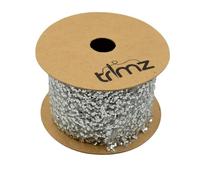 Trimz Cinta de malla de organza transparente con cristales brillantes, color plateado, 50 mm x 5 m