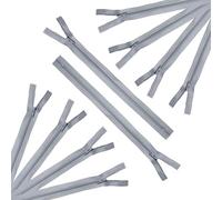 Trimz Cremallera de 45 cm con Dientes de 4 mm, 10 Unidades, Color Gris, Poliéster, 10 Pack