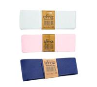 Trimz Paquete de cintas anchas de grogrén, 40 mm x 3 m, color blanco, rosa, azul marino