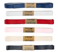 Trimz Paquete esencial de cinta de grogrén de 15 mm x 3 m, color rojo, azul marino, negro, marfil, rosa, blanco