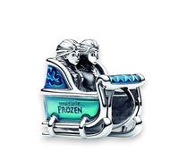 Trineo Carruaje Historia Princesa Gorro de Invierno - Frozen Invierno Nieve Muñeco de Nieve Anna Elsa Figura - Pulsera Colgante Joyería Accesorios Plata de Ley (Búho), B/H/T ca: 11 x 13 x 9 mm /