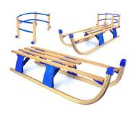 Trineo de Madera Alpenflitzer® con Respaldo 110 cm; Trineo Davos Plegable para niños; Trineo de Madera de Haya de Primera Calidad Trineo Plegable (Modelo 2023) (con Respaldo)