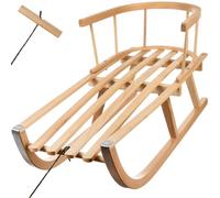 Trineo de madera con respaldo y correa para nieve, trineo para niños y adultos, 2 personas, madera de haya 25217