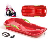 Deslizador de nieve para niños, plástico, con cuerda de tracción y freno (rojo)