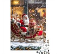 Trineo de Papá Noel Rompecabezas Escena Festiva navideña Cartón Premium 1000 Piezas, Juego Educativo Adultos, Alivio Estrés,decoración Pared para Entusiastas 70x50cm/1000pcs