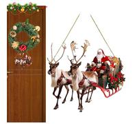 Trineo de reno de Navidad para colgar, Papá Noel 2D acrílico reno trineo, decoraciones de Papá Noel, Papá Noel en trineo con renos, decoraciones f