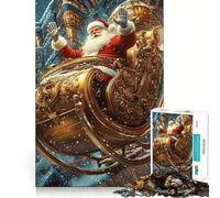 Trineo Dorado de Papá Noel, Rompecabezas de 1000 Piezas para Adolescentes, Juguete de razonamiento, Desarrollo Mental, Relajación, Corte preciso, (38x26cm)