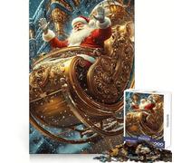 Trineo Dorado de Papá Noel, Rompecabezas de 1000 Piezas para Adolescentes, Juguete de razonamiento, Desarrollo Mental, Relajación, Corte preciso, (38x26cm)