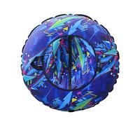 Trineo inflable de tubo de nieve - Trineo de invierno de PVC grueso | Parque infantil al aire libre, jardín, esquí, patinaje sobre hielo, asiento circular, cubierta de tela duradera, naranja,