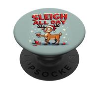 Trineo Todo el día - Divertido Estado de ánimo Festivo de Reno PopSockets PopGrip Adhesivo