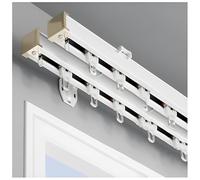 Tringle à rideau mural en aluminio robusto - Système de rail de rideau coulissant doble, 310 cm, blanco - Apoyo idéal pour decoration intérieure moderne
