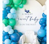 TrinhGuo Decoraciones para baby shower de arándanos - A Berry Sweet Baby Is One The Way calcomanía para globos arco telón de fondo, tema de arándanos, revelación de género, decoración de fiesta de