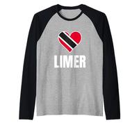 Trinidad Tobago Limer Heart Flag Caribbean Pride Culture Camiseta Manga Raglan