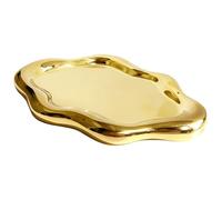 Trinket Dish, Bandeja de Placa para Joyas, Bandeja de Cerámica, Pequeña para Llaves, Decoración para Pasillo,Mesa, Regalo de Cumpleaños para Mujeres (Pequeña Nube Dorada)