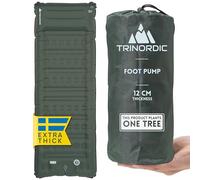 Trinordic Colchon Hinchable Grueso Camping - 12 cm Extra Grueso y Ancho con Bomba de Pie y Almohada - Esterilla de Camping Ligera para Viajes de Aventura al Aire Libre, Senderismo y Bikepacking