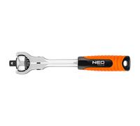 Neo Tools Llave de carraca con 72 dientes para un ángulo de giro de 5°, llave de inserción CrV y acero CrMo, cabezal giratorio de 360°, conforme a DIN 3122:2017-0