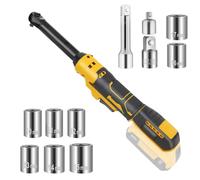 Trinquete inalámbrico para batería Dewalt de 20 V, llave de trinquete de 20 V, trinquete eléctrico de 3/8 pulgadas de 74 pies de libras con cabeza reforzada de 6.3 pulgadas, adaptador de 1/2 pulgada y