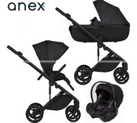 Trio Anex Eli Midnight (Capazo,Chasis,Asiento Silla de Paseo ,Silla de Coche Cosmo y Adaptadores para Grupo 0+)