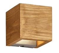 Trio, Aplique, Brad incl. 1 x LED,SMD,4,3 Watt,3000K,430 Lm. Cuerpo: Madera natural, color de la madera A:11,0cm, A:11,0cm, P:11,0cm OSRAM Inside,Luz de arriba y abajo,Regulable mediante interruptor