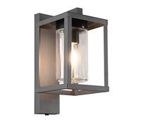 Trio, Aplique, Lunga 1xE27, max.40,0 W Cristal, Transparente claro, Cuerpo: Aluminio fundido, Antracita A:16,0cm, A:33,0cm, P:22,0cm Sensor de oscuridad,IP44,Sin bombilla