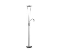 Trio Arizona - Lámpara de pie con LED SMD superior de 20W y 1 LED SMD en brazo lector de 5W, ambos incluidos. Interruptores separados y regulador de luz integrado. Color níquel mate
