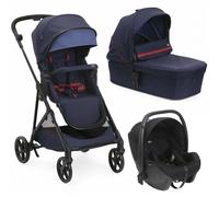 Trio Chicco Seety Oxford Azul con Silla de Coche Kory Essential i-Size Negro Capacidad 22 kg.