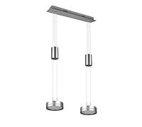 TRIO, Colgante, Franklin incl. 2 x LED,SMD,9,0 Watt,3000K,1050 Lm. Plástico, Blanco, Cuerpo: Aluminio pintado, Níquel mate A:55,0cm, L:14,0cm, A:150,0cm Altura regulable,Regulable mediante interruptor