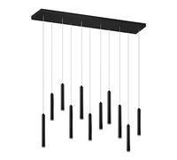 Trio, Colgante, Tubular incl. 11 x LED,SMD,2,8 Watt,3000K,350 Lm. Plástico, Blanco, Cuerpo: Metal, estera negra A:115,0cm, L:15,0cm, A:150,0cm Regulable mediante interruptor,IP20,Regulable en altura