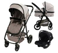 Asalvo TWO+ 2 Trío Convertible 3 en 1, Silla de Paseo, Carrito de bebé, Silla de Auto, Plegable, Compacto y Reclinable, Suspensión en las ruedas, Silla reversible, Amplio capazo, hasta 23 kg, Beige