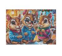 Trío de Ardillas jardín de Flores Puzzle 300 Piezas Portátil Familiar Tiempo Feliz Rompecabezas 3D para Familia Desafío Intelectual Maquetas Educativas Construir 300 PCS