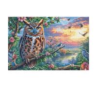 Trío de búhos Bosque Vida Silvestre Naturaleza Salvaje Rural Puzzle 1000 Piezas para Adultos Agradable Divertido Y Relajante Familia Y Momentos Libres 1000 PCS（75x50cm）