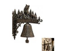 Trío de Campanas rústicas Silvestres: Esta es la colección My Happy Place, Timbre Vintage para Colgar en la Pared, Campana Decorativa de Resina de Vida Silvestre para Porche (A#)