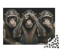 Trío de Chimpancés Puzzle de 1000 Piezas para Adultos No Ver No Oír No Hablar Puzzle para Toda la Familia Alivio Estrés 52x38cm/1000pcs