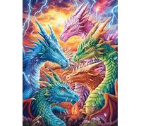 Trio de Dragons Dans le Jardin de feu Rompecabezas 500 Piezas Cartón para Toda La Familia Animal Planta Ocio Tranquilo En Casa Alivio Ansiedad Decoración Artística Detalle Regalo 500 PCS